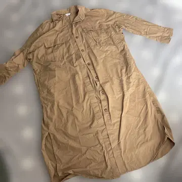 ZARA 자라 여성용 베이지 긴팔 셔츠 원피스 롱 셔츠