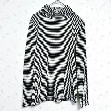 plarapa 터틀넥 긴팔 셔츠 블랙/화이트 보더 M 사이즈