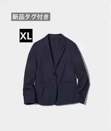택 포함 새상품 유니클로 린넨 블렌드 자켓 네이비 XL