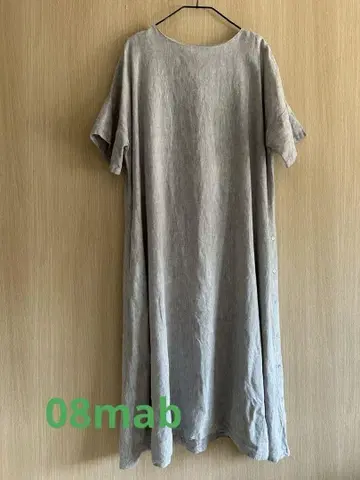 08mab 08맵 그레이 주 반팔 린넨 롱 원피스