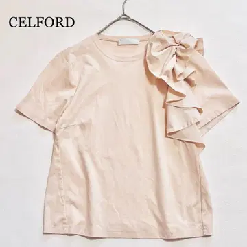 CELFORD 셀포드 비대칭 프릴 컷 티셔츠 핑크 38
