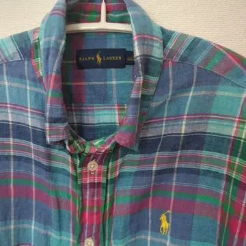 Ralph Lauren 체크 무늬 린넨 긴팔 셔츠