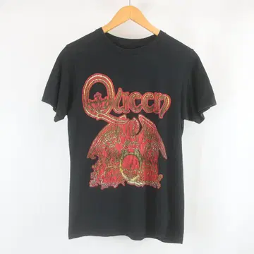 멕시코제 QUEEN 클래식 크레스트 로고 프린트 밴딩 티셔츠 S