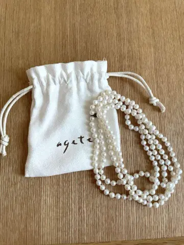 agete 화이트 펄 롱 목걸이