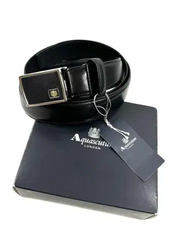 미사용 아쿠아 스큐텀 벨트 Aquascutum 일본제 소가죽 블랙