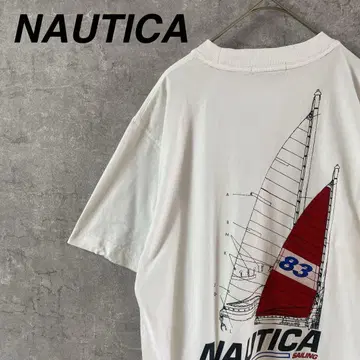 NAUTICA 세일링 디자인 티셔츠 S 사이즈 남성용 루즈한 디자인