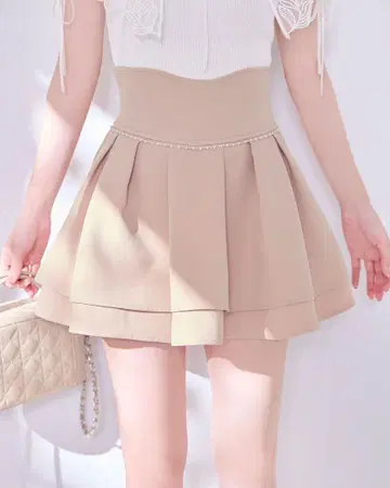 미셸 마카롱 슬림 레그 비쥬 스커트 핑크 베이지