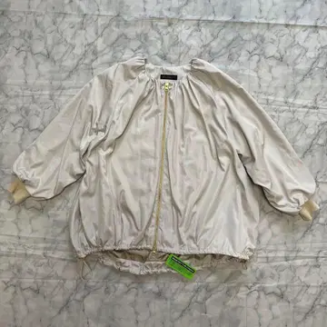 DAMA 컬렉션 노카라 블루종 더블 지퍼 베이지 M