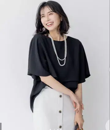 23구 스트레치 조젯 리브 콤비 레이어 컷 티셔츠 46