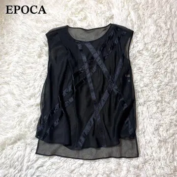 EPOCA 에포카 상의 블라우스 슬리브리스 시어 시스루 블랙