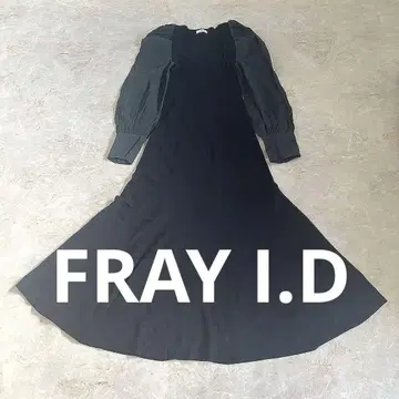 프레이 아이디 오간 슬리브 블랙 긴팔 플레어 스커트 원피스 맥시