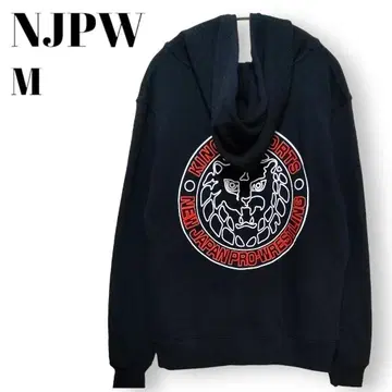 NJPW 신일본 프로레슬링 집업 후드티 M 블랙