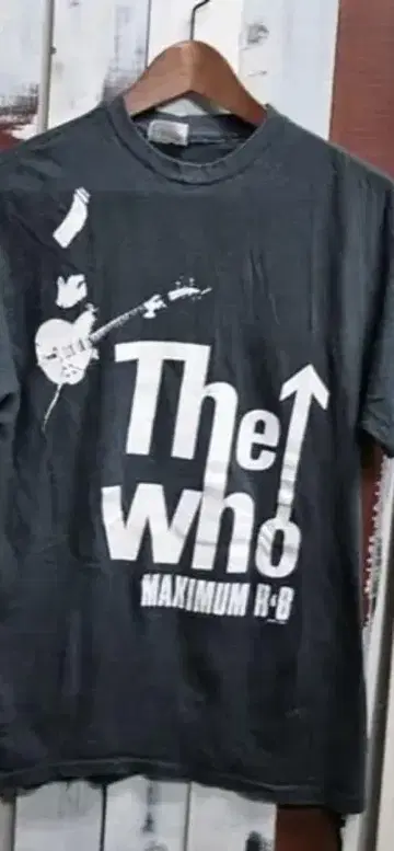80년대 The Who 빈티지 티셔츠 블랙 밴딩 티셔츠 L 페이드감