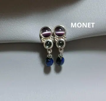 162# MONET 퍼플 캐이 드롭 귀찌 자수정