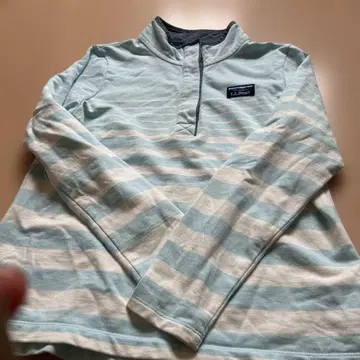 남성용 L.L.Bean 하프 지퍼 스웨터 S 스카이블루 스트라이프