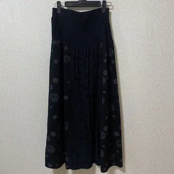 antiqua 블랙 도트 무늬 롱 스커트