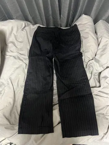 블랙 스트라이프 워크 팬츠