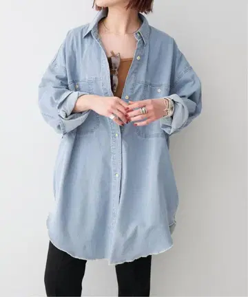 Spick 스픽 앤 스팬 데님 루즈 셔츠 블루 상의 셔츠