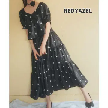 미사용 새상품 REDYAZEL 플라워 자수 티어드 스커트