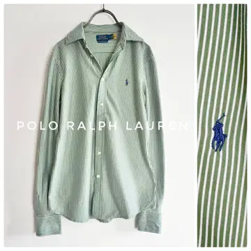 폴로 랄프로렌 KNIT DRESS SHIRT 스트라이프 그린 자수