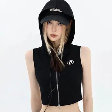 슬리브리스 숏 기장 집업 후드티 L 크롭 기장 KsG