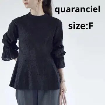 quaranciel 쉽스 자수 레이스 블라우스 허리