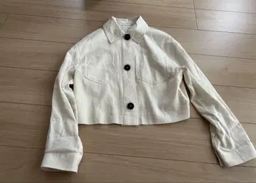 ZARA 린넨 블렌드 아이보리 크롭 자켓