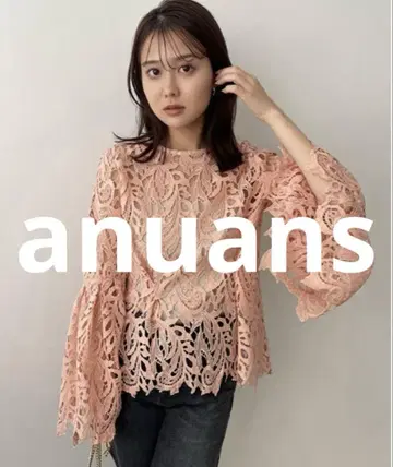 거의 미사용 anuans 긴팔 블라우스 FREE 코랄 여성용