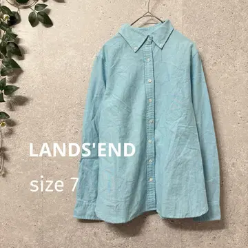 LANDS'END 버튼 다운 코튼 긴팔 셔츠 스카이블루