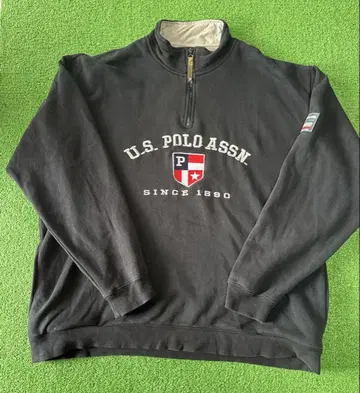 US POLO ASSN 하프 지퍼 맨투맨 L 상당 USA 모델 자수 로고