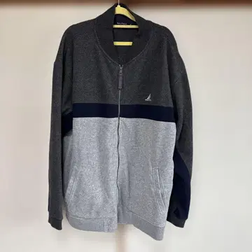 NAUTICA 플리스 집업 자켓 그레이/네이비 XL