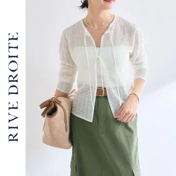 새상품 RIVE DROITE 레이시 컴팩트 가디건 리브 드와 화이트