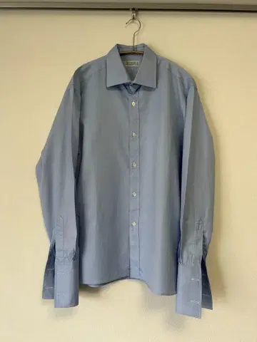 Charvet 라이트 블루 체크 무늬 긴팔 셔츠