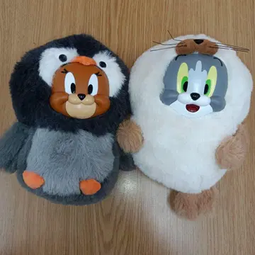 톰과 제리 동물 코스프레 봉제 인형 물개 펭귄 2개 세트