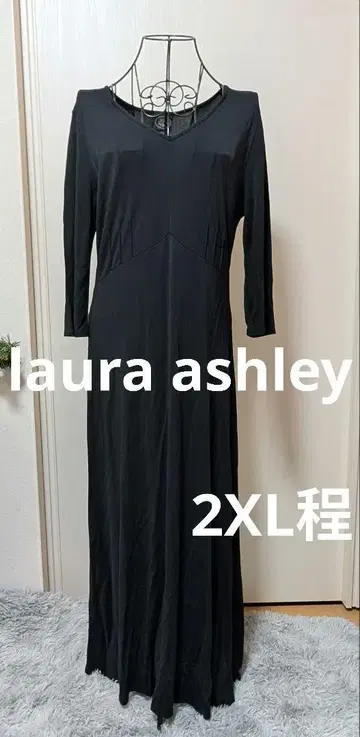 로라 애슐리 긴팔 롱 원피스 블랙 빅 사이즈 2XL XL V넥