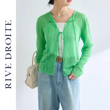 새상품 RIVE DROITE 레이시 컴팩트 가디건 리브 드와 그린
