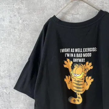 가필드 티셔츠 블랙 백 프린트 M 여성용