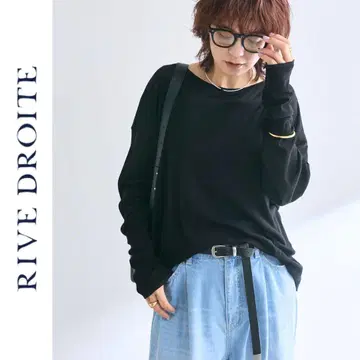 새상품 RIVE DROITE 시어 플라이 티셔츠 리브 드와 블랙