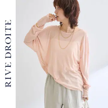 새상품 RIVE DROITE 시어 플라이 티셔츠 리브 드와 핑크