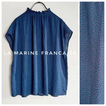 LA MARINE FRANCASE 도트 시어 블라우스 프릴 칼라