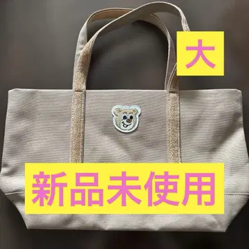 곰 베이지 토트백 곰 자수