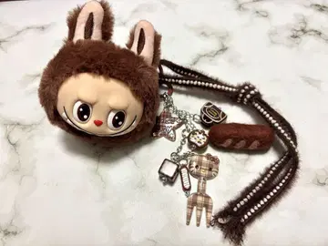 머리 러브 키링 스트랩 LABUBU 브라운 키티