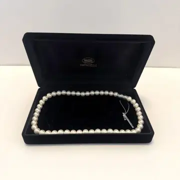 이긴 조개 펄 진주 목걸이 화이트 케이스 포함