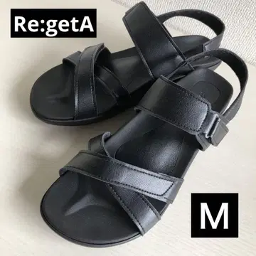리게타 일본제 비대칭 샌들 M 인조 가죽 블랙 컴포트