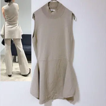 새상품급 snidel 스나이델 페플럼 니트 탑 슬리브리스 베이지