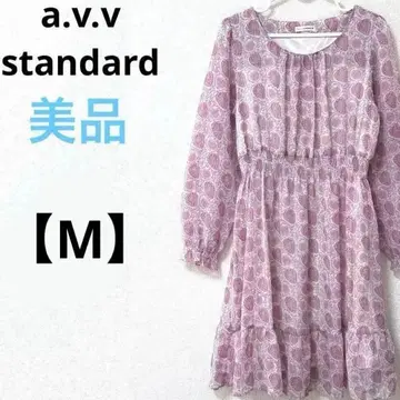 아베베 [M] 롱 긴팔 원피스 꽃무늬 얇은 소재 플레어 핑크 봄/여름