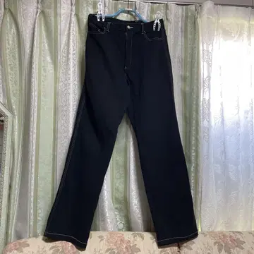 산타페 남성용 면, 우레탄 혼방 청바지 블랙