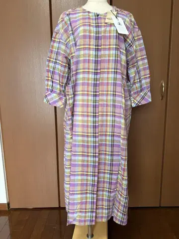 체크 무늬 롱 셔츠 원피스