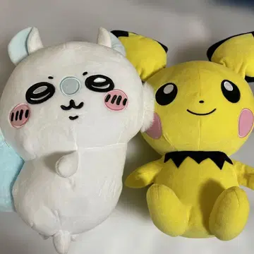 피츄와 흰색 봉제 인형 세트 약 30cm