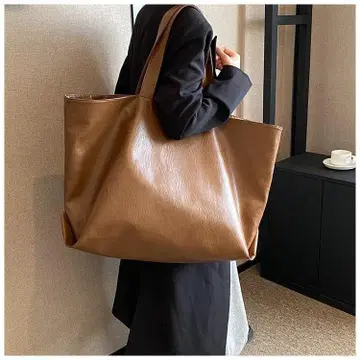 인조 가죽 토트백 카멜